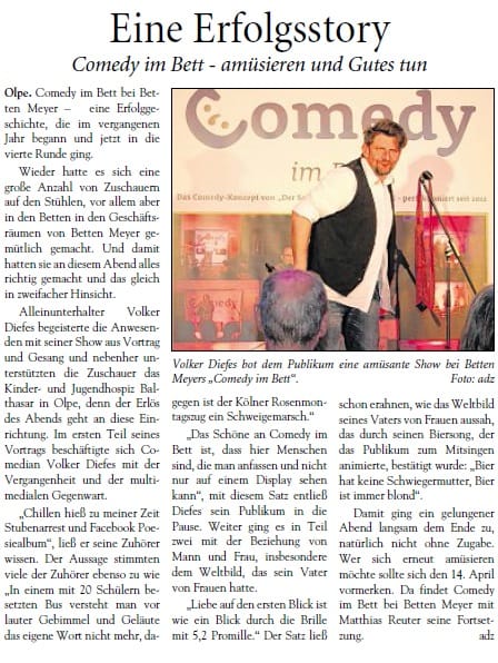 Comedy im Bett bei Betten Meyer Volker Diefes